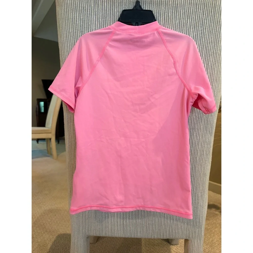 Lands End Kids Pink Ice Cream Flip Sequin Rash Guard Swim Shirt Size S 7-8
